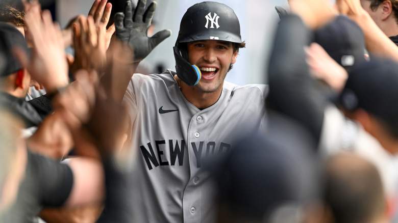 Spencer Jones #78 of the New York Yankees celebrates