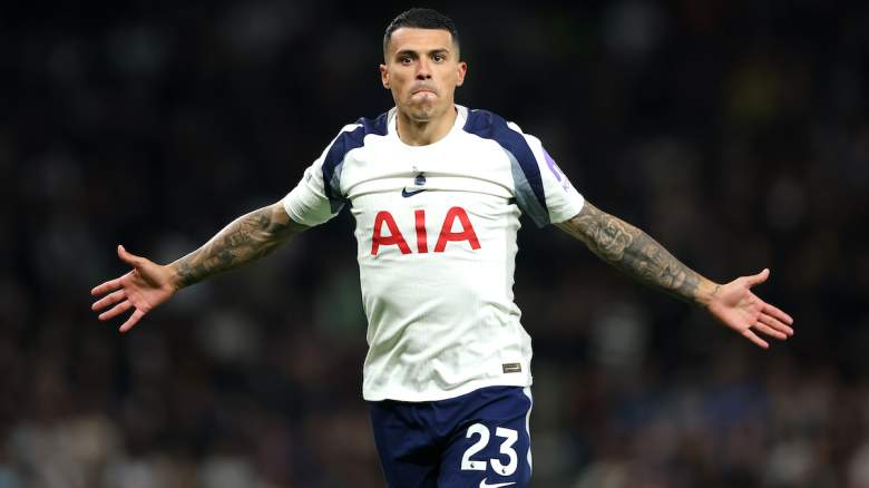 Pedro Porro of Tottenham Hotspur during the Premier League match between Tottenham Hotspur and Leeds United