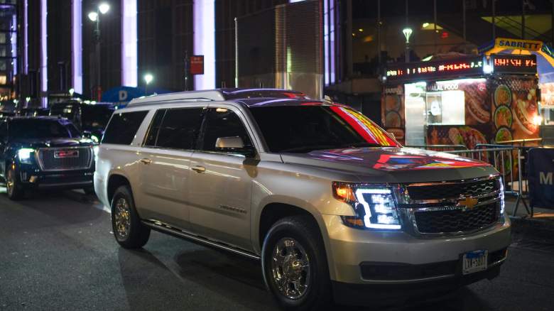 An SUV believed to be carrying singer Taylor Swift is seen leaving.