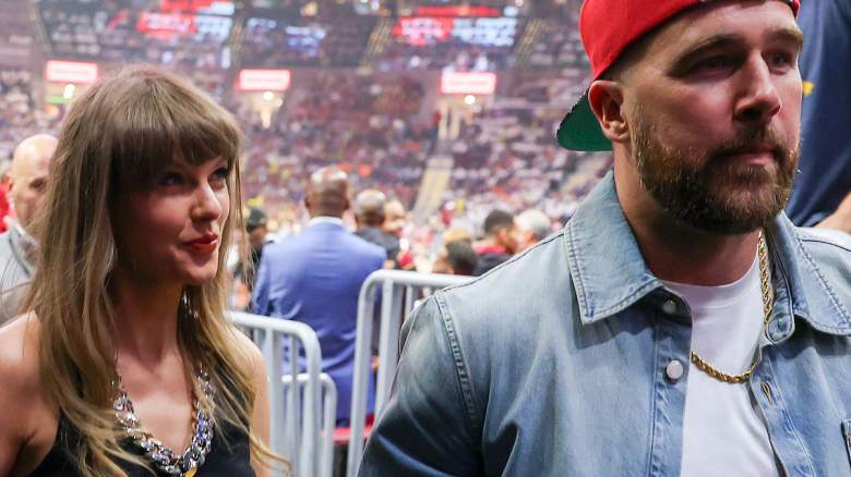 Singer Taylor Swift and Travis Kelce of the Kansas City Chiefs attend Game Three.