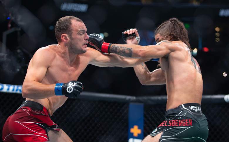 Uros Medic fighting Matt Semelsberger in UFC