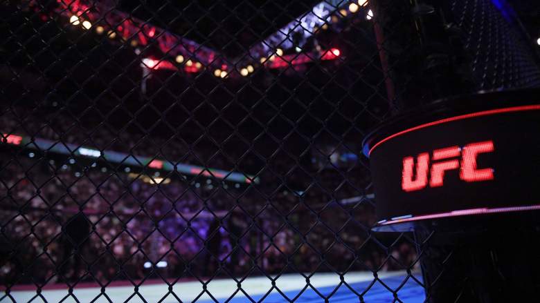 Cage side photograph of the UFC octagon