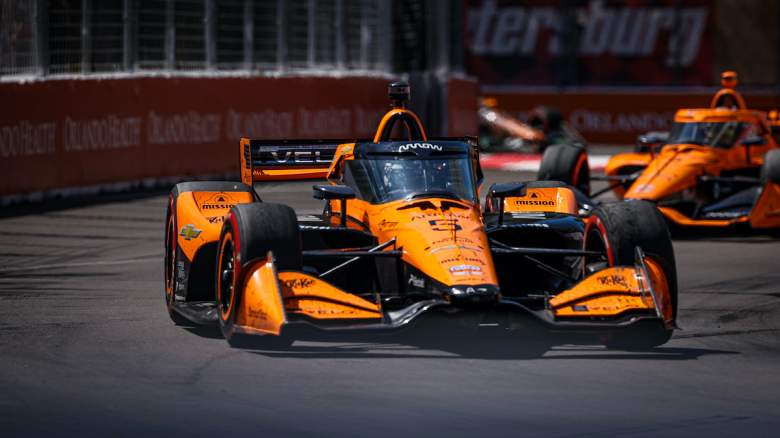 Pato O'Ward, driver of the #5 Arrow McLaren drives.