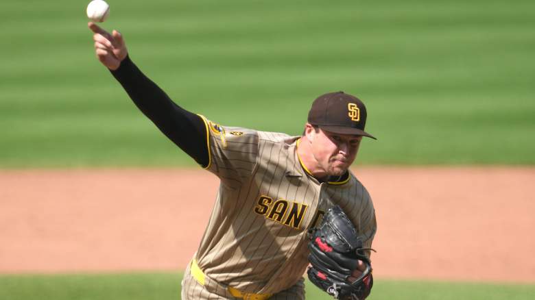 Mason Miller #22 of the San Diego Padres pitches.