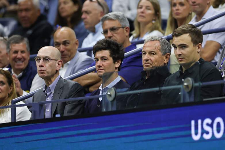 NBA Commissioner Adam Silver sits with Josh Kushner and Bob Iger at the 2025 U.S. Open in New York.