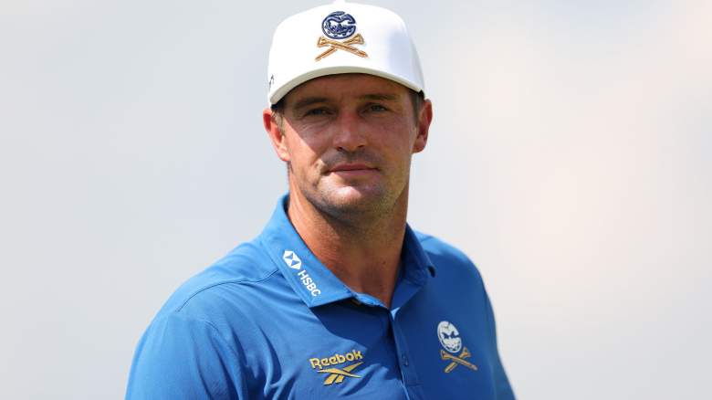 Bryson DeChambeau of United States of America looks on from the ninth green during day one of LIV Golf New York at Trump National Golf Club on August 06, 2026 in Bedminster, New Jersey.