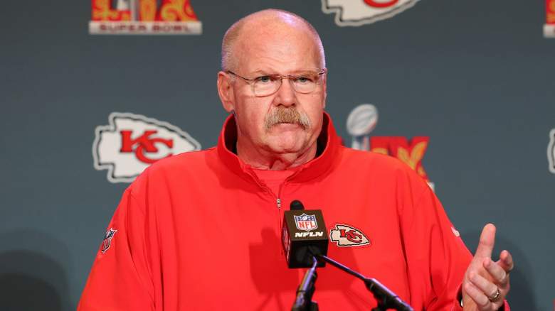 Head coach Andy Reid of the Kansas City Chiefs talks during media availability prior to Super Bowl LIX at the New Orleans Marriott on February 06, 2025 in New Orleans, Louisiana
