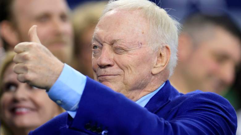 Dallas Cowboys owner Jerry Jones waves to fans during the game against the New York Giants at AT&T Stadium on November 12, 2023