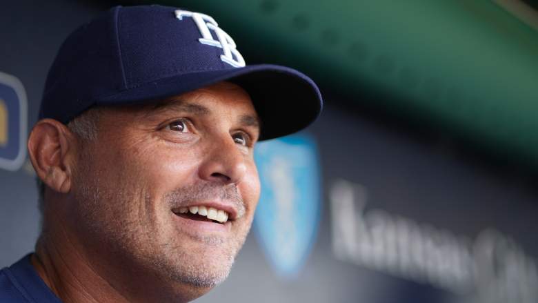Tampa Bay Rays Kevin Cash smiling while talking to reporters