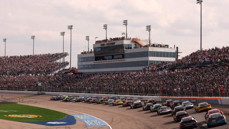 NASCAR Cup Series field races through Iowa Speedway during the Iowa Corn 350 Powered by Ethanol.