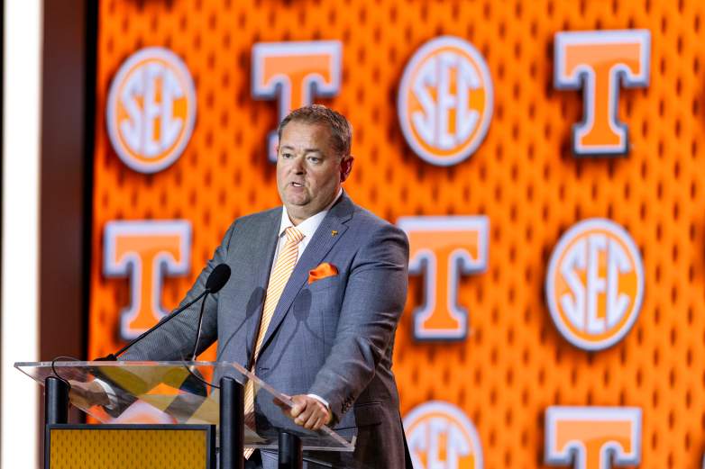 Heupel speaks at media day