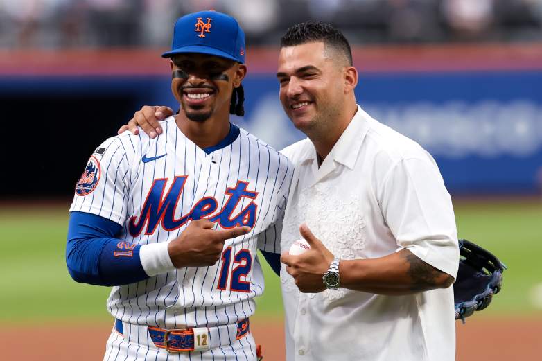 Jose Iglesias and Francisco Lindor posting for a picture at Citi Field