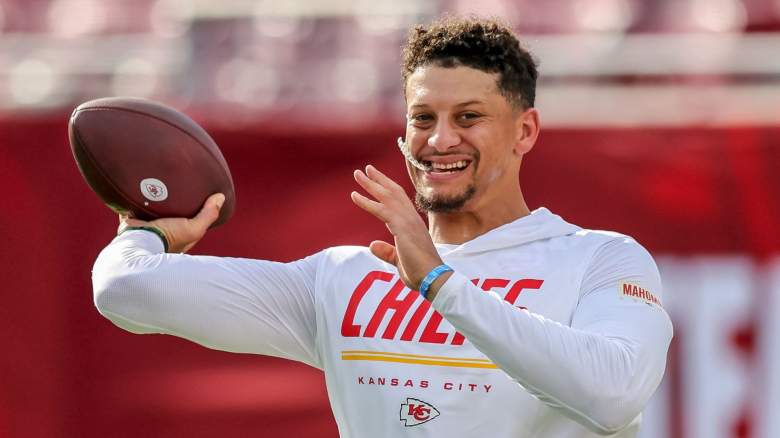 Patrick Mahomes #15 of the Kansas City Chiefs warms up prior to a preseason game against the Tampa Bay Buccaneers at Raymond James Stadium on August 22, 2026 in Tampa, Florida