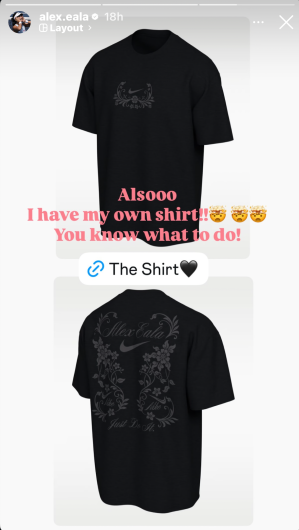 Alex Eala shares her $42 black NikeCourt Alex Eala tennis T-shirt on Instagram.