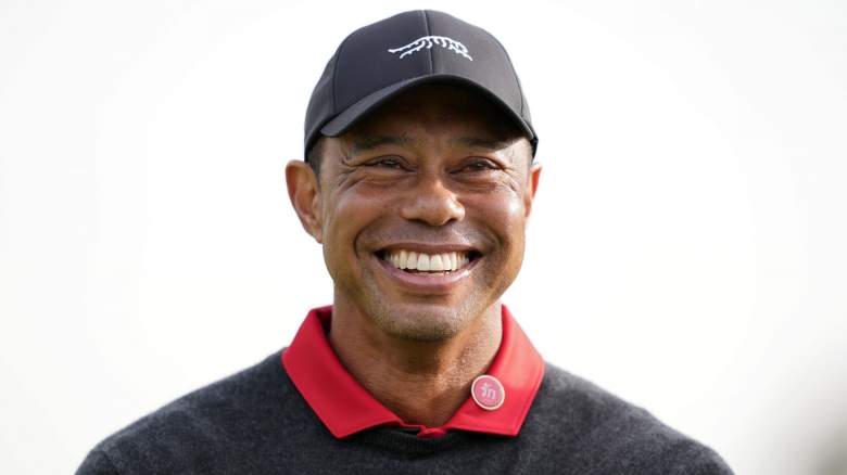 Tiger Woods looks on during the trophy ceremony after the final round of The Genesis Invitational 2025 at Torrey Pines Golf Course on February 16, 2025 in La Jolla, Californi