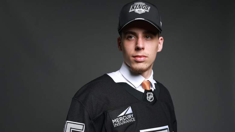 Vojtech Cihar poses for a portrait after being drafted by the Los Angeles Kings
