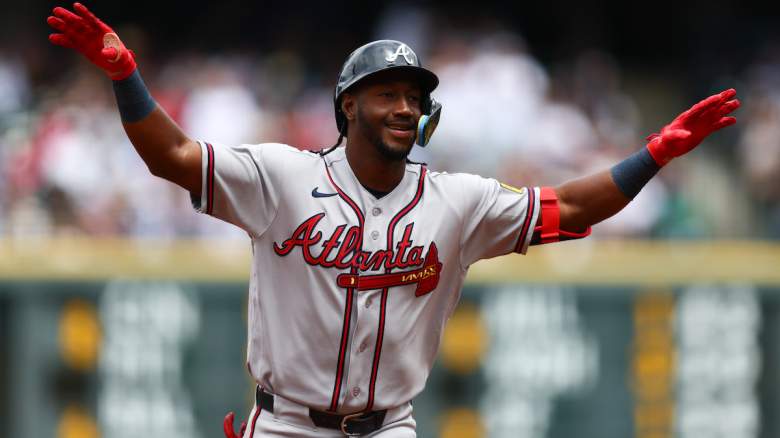 Jorge Mateo #2 of the Atlanta Braves celebrates