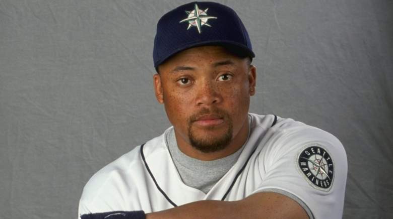 Outfielder Butch Huskey #36 of the Seattle Mariners poses