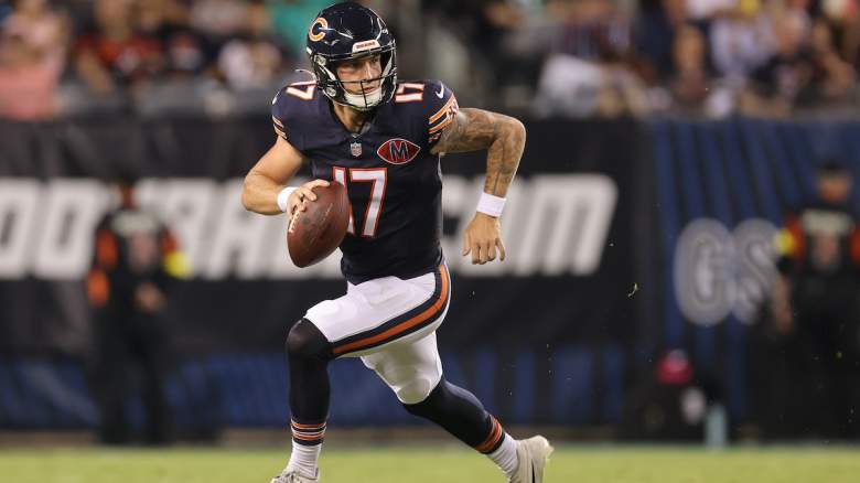Tyson Bagent #17 of the Chicago Bears scrambles with the ball