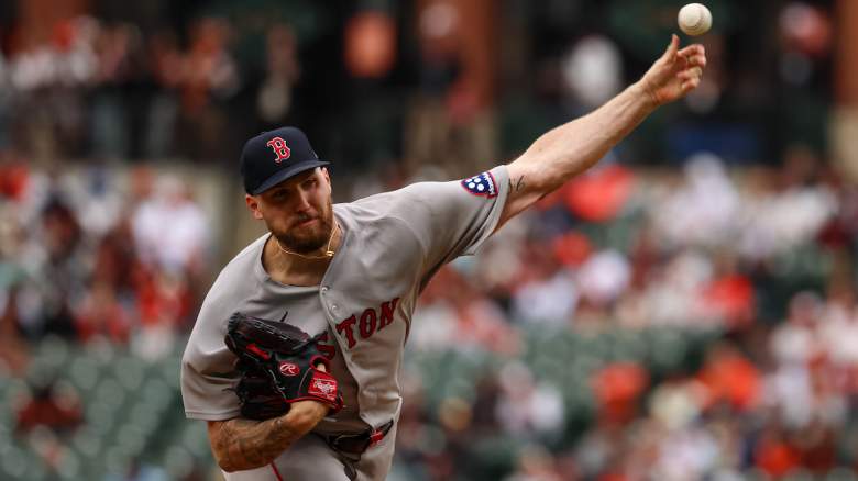Garrett Crochet #35 of the Boston Red Sox pitches.