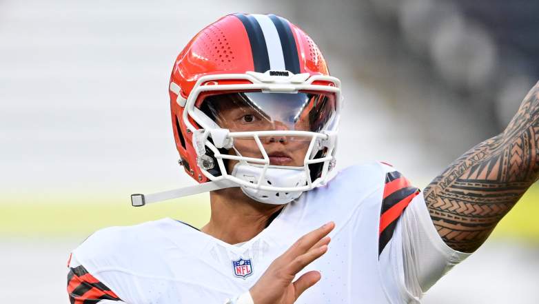 Cleveland Browns quarterback Dillon Gabriel against the New England Patriots in a preseason game.