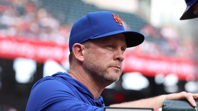 New York Mets Andy Green looking at the field during a game