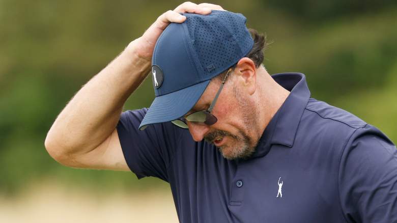 Team Captain Phil Mickelson of Hy Flyers GC reacts