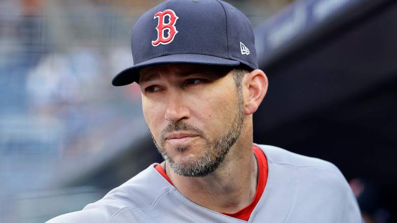 Interim manager Chad Tracy #17 of the Boston Red Sox looks on before a game