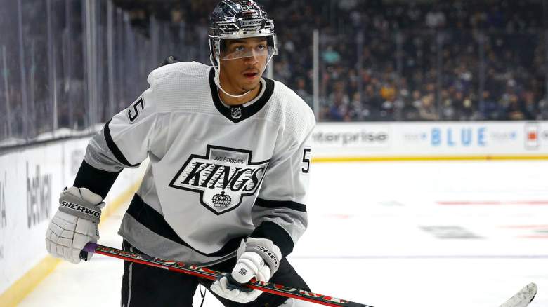 Quinton Byfield #55 of the Los Angeles Kings in the second period at Crypto.com Arena