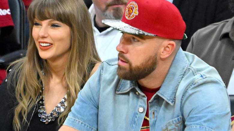Singer Taylor Swift and Travis Kelce of the Kansas City Chiefs attend Game Three