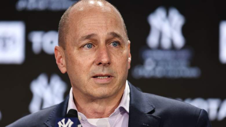 New York Yankee general manager Brian Cashman speaks to the media