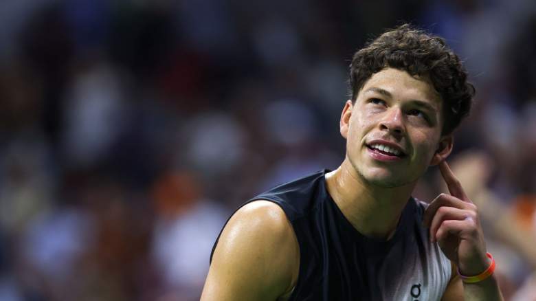 Ben Shelton of the United States celebrates after defeating Frances Tiafoe of the United States in their Men's Semifinal match on Day Thirteen of the 2026 US Open at USTA Billie Jean King National Tennis Center on September 11, 2026
