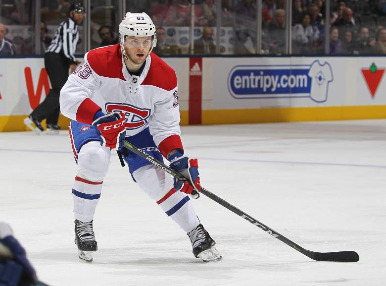 Matthew Peca skates for the Canadiens.