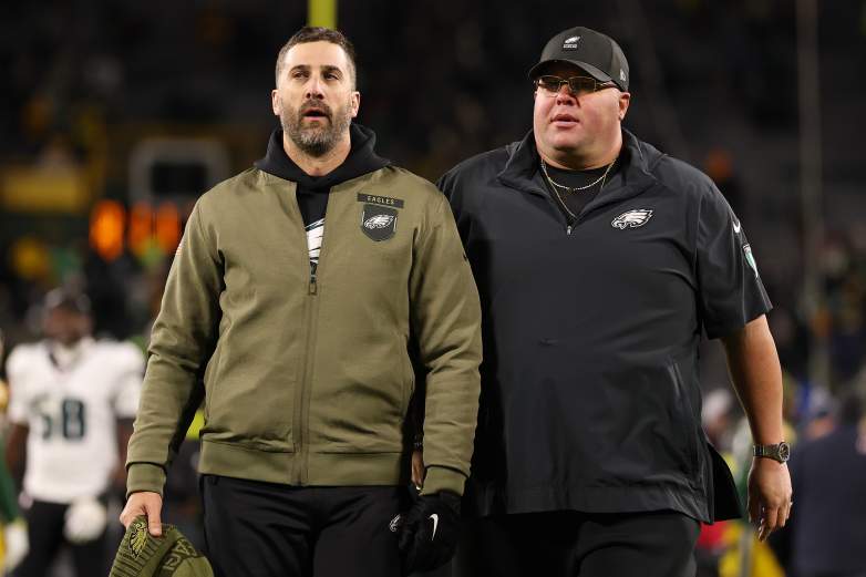 Philadelphia Eagles head coach Nick Sirianni and head of security Dom DiSandro