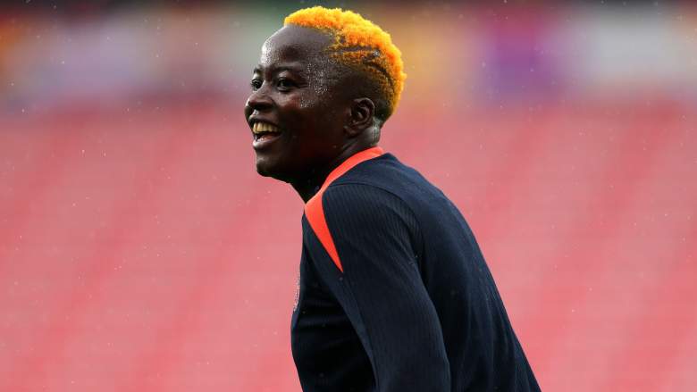Bay FC's Racheal Kundananji warms up for a game.