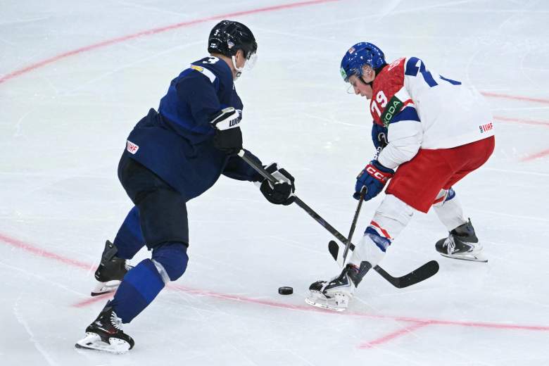 Tomas Galvas (79) works with the puck while playing for the Czech Republic.