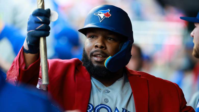 Toronto Blue Jays Vladimir Guerrero Jr celebrating in the dugout after hitting a home run