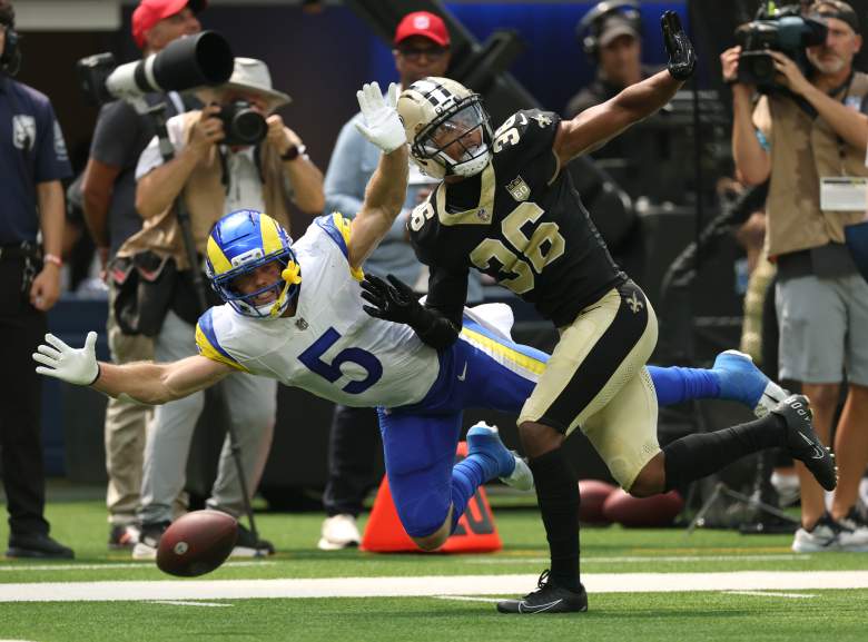 Lorenzo Styles Jr. defends a pass for the New Orleans Saints.
