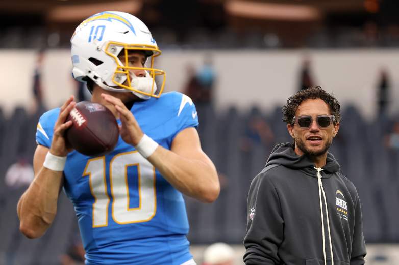 Los Angeles Chargers QB Justin Herbert and OC Mike McDaniel