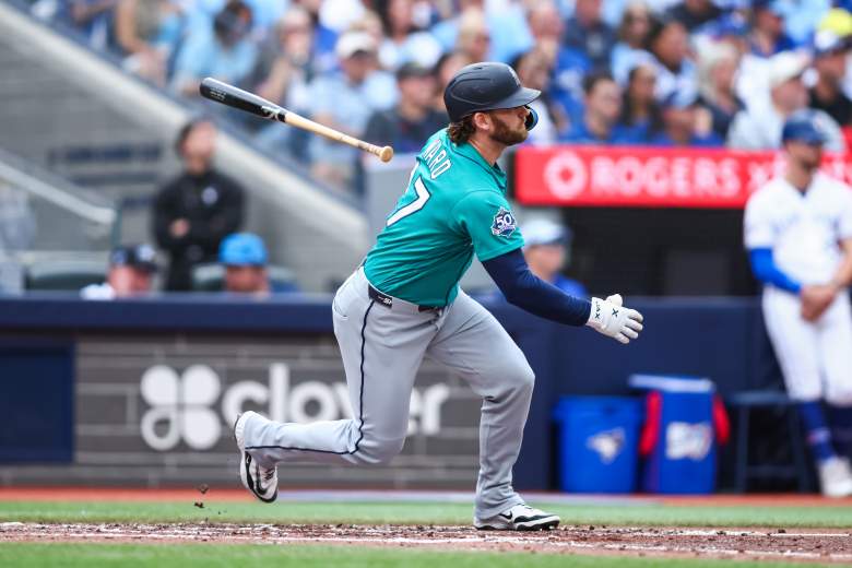 Taylor Ward hits the ball for the Mariners.