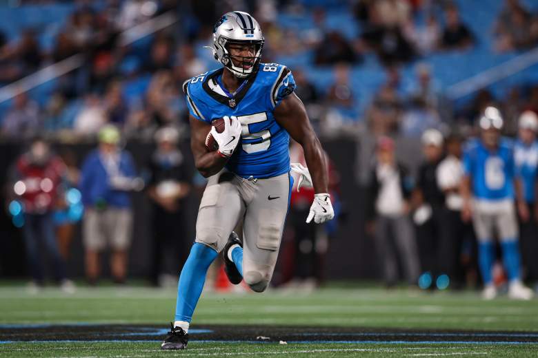 James Mitchell runs with the football during the preseason for the Panthers.