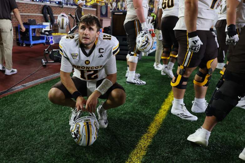 Western Michigan player upset after Michigan game.