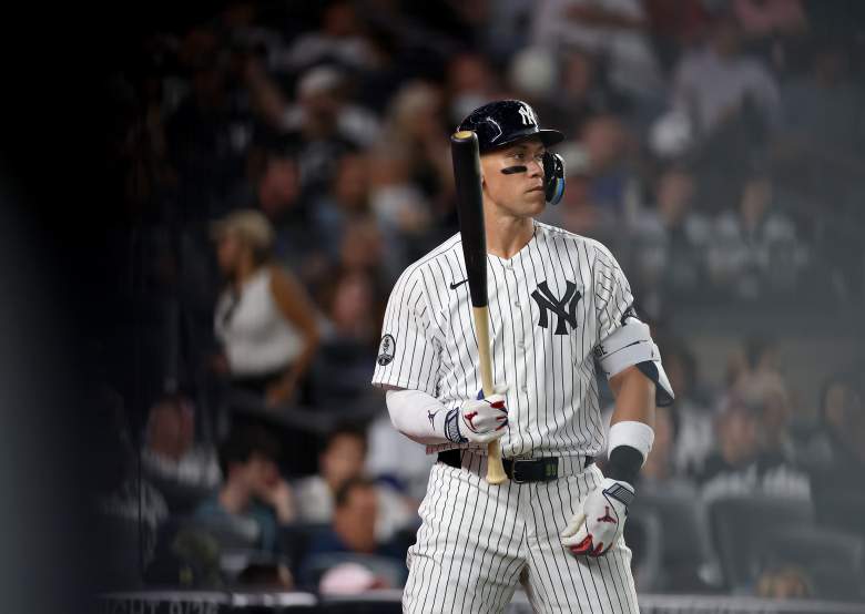 Aaron Judge stands at the plate for the Yankees.