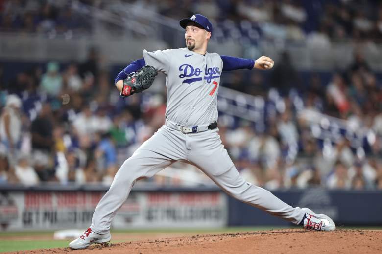 Blake Snell pitches for the Dodgers.