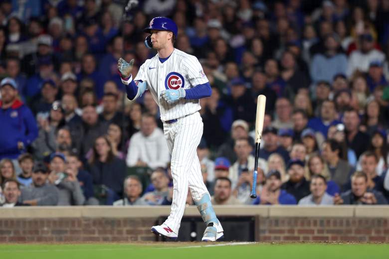 Pete Crow-Armstrong tosses his bat aside for the Cubs.
