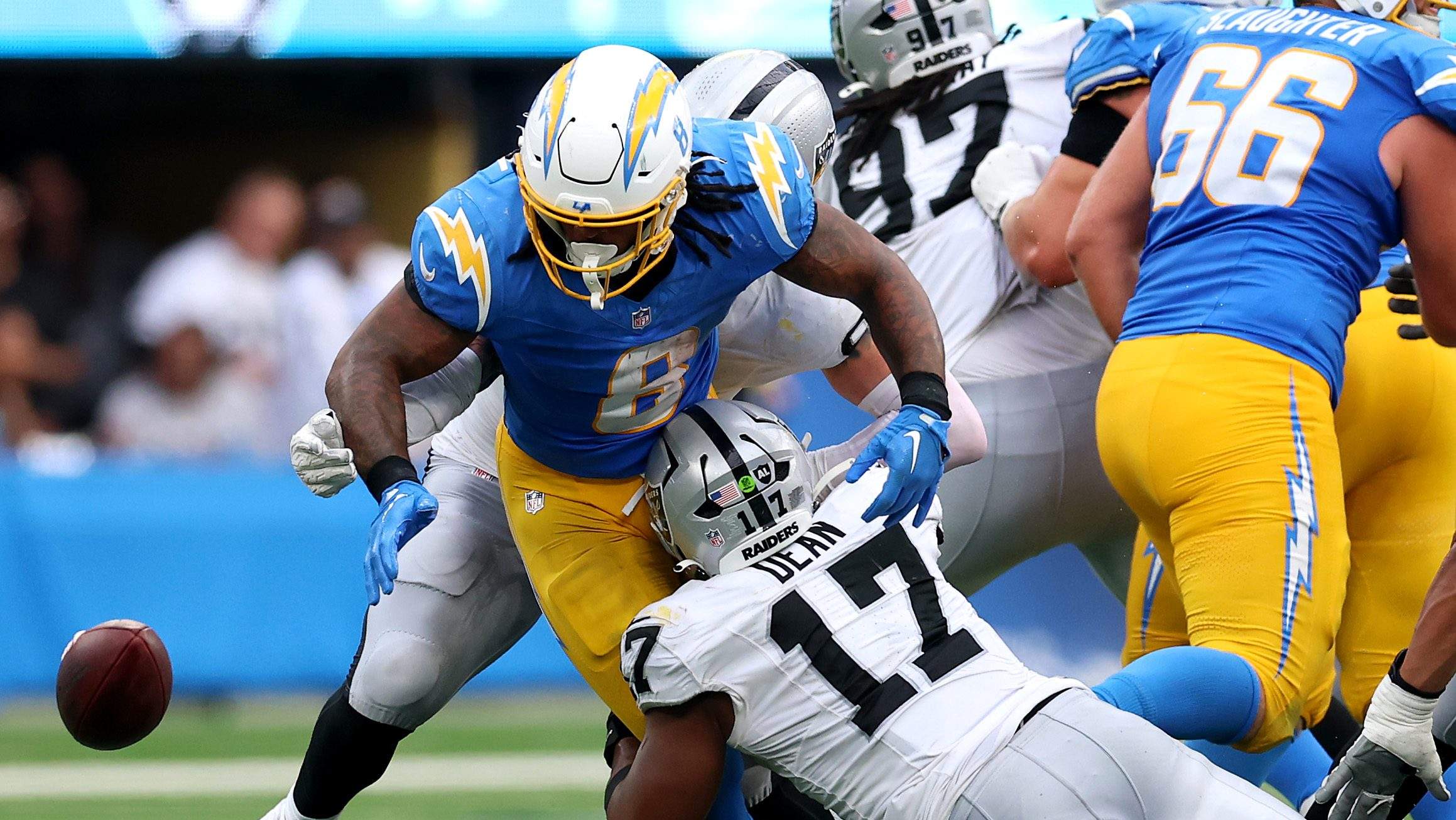 Nakobe Dean Las Vegas Raiders Klint Kubiak Omarion Hampton