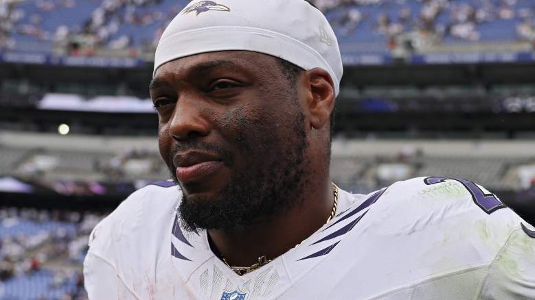 Running back Derrick Henry #22 of the Baltimore Ravens will face the Cowboys again