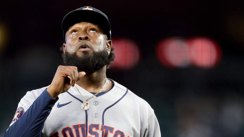 : Cristian Javier #53 of the Houston Astros reacts during the first inning against the Seattle Mariners at T-Mobile Park on September 22, 2026 in Seattle, Washington.