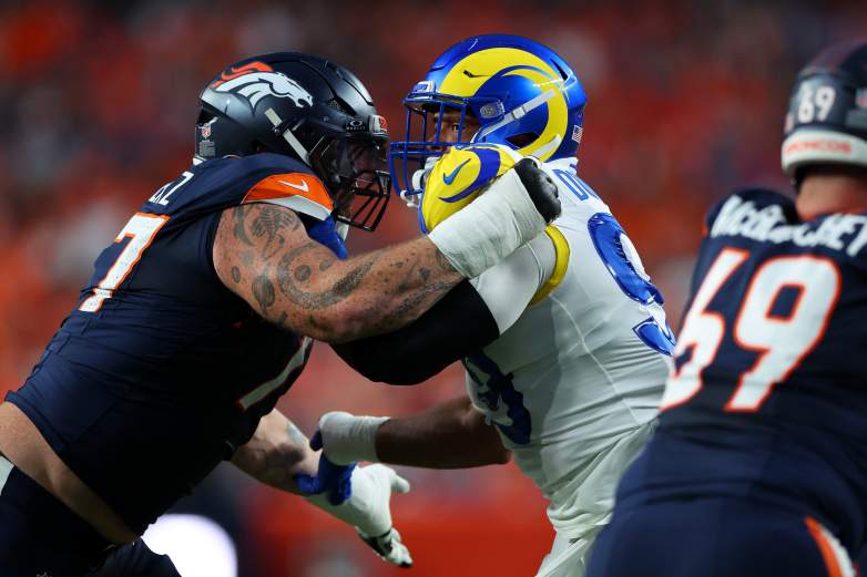 Denver Broncos guard Quinn Meinerz, Los Angeles Rams DT Aaron Donald