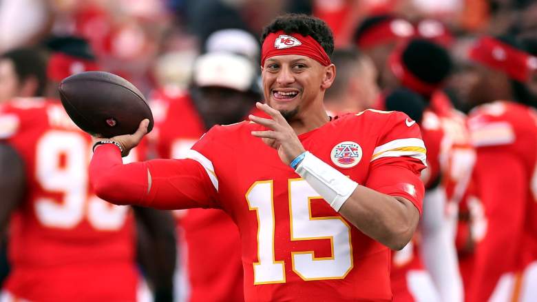 Patrick Mahomes #15 of the Kansas City Chiefs warms up prior to the preseason game against the Seattle Seahawks at Arrowhead Stadium on August 28, 2026